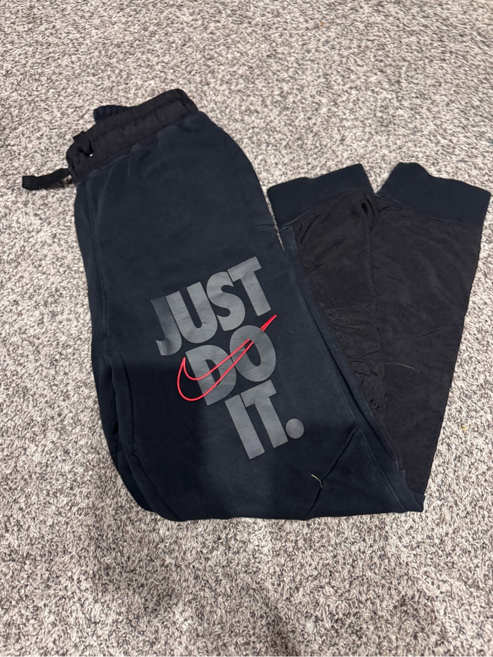 Nike Kids Black Sweatpants with Gray 'Just Do It.' and Red Swoosh